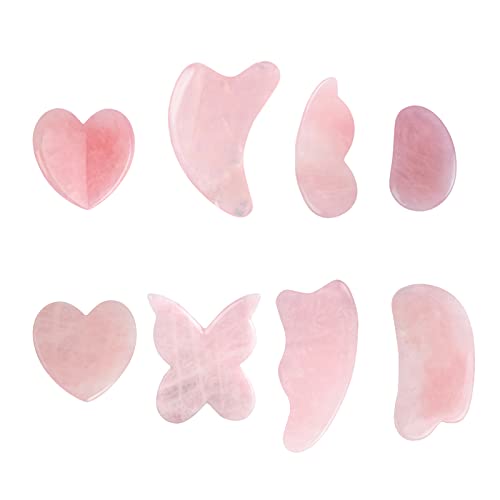 8-Piece Natural Rose Quartz Gua Sha Facial Massage Tool Set