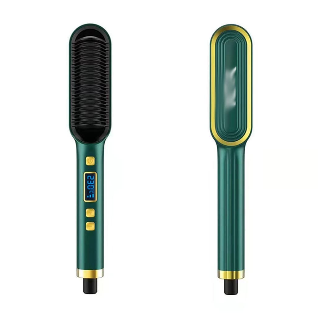 2-in-1 Ionic Hair Straightening & Curling Brush with LCD Display