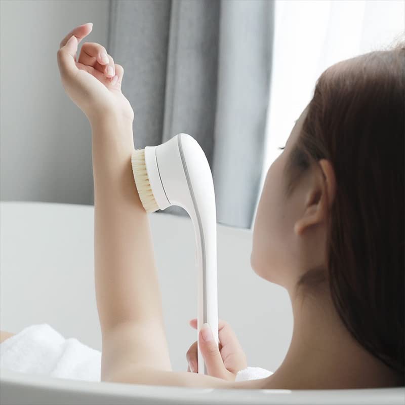 Electric Back Scrubber with Long Handle & Soft Bristles