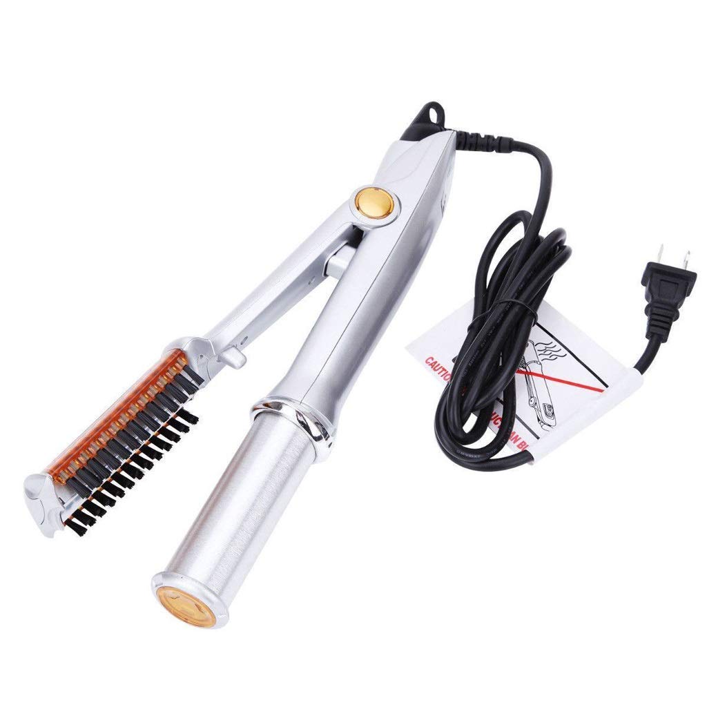 2-in-1 Hair Straightener & Curling Iron with Brush