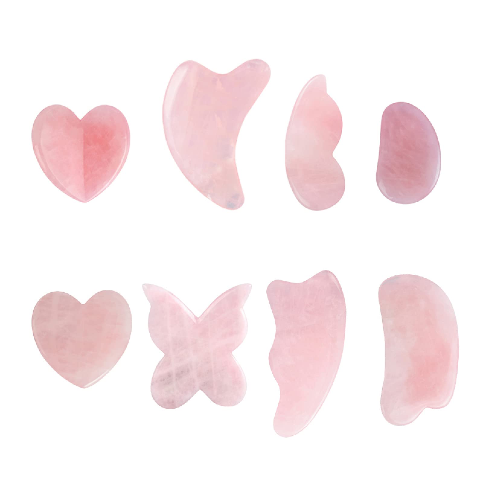 8-Piece Natural Rose Quartz Gua Sha Facial Massage Tool Set