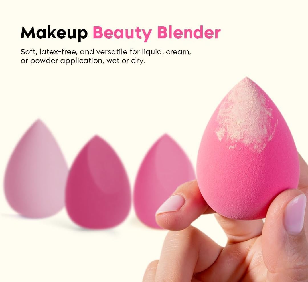4-Pack Makeup Sponge Blender Set with Storage Case