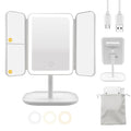 Rechargeable Trifold LED Makeup Mirror with 1X/2X/3X Magnification