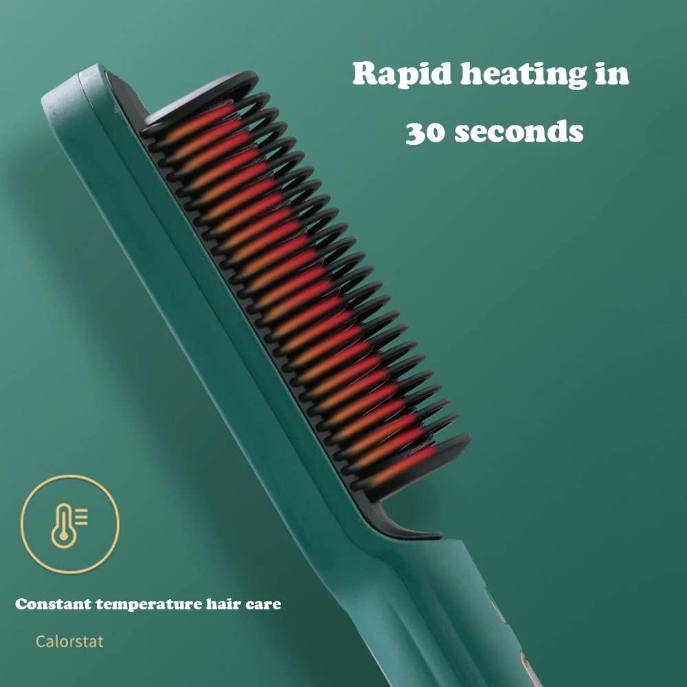 2-in-1 Ionic Hair Straightening & Curling Brush with LCD Display