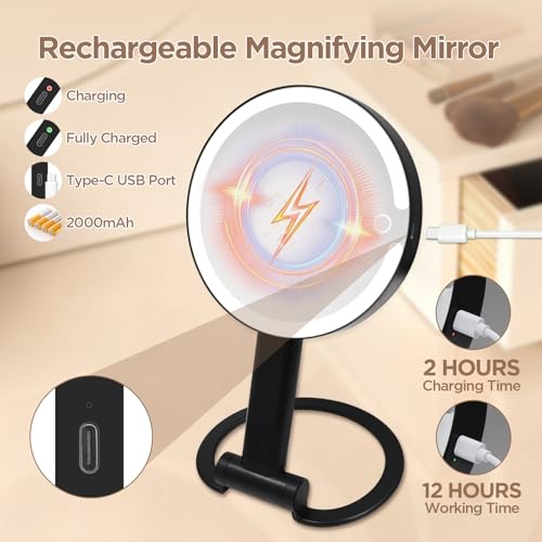 SANYCASA Lighted Makeup Mirror with Magnification