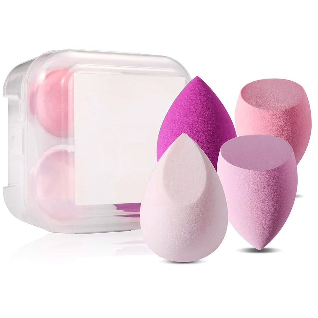 4-Pack Makeup Sponge Blender Set with Storage Case