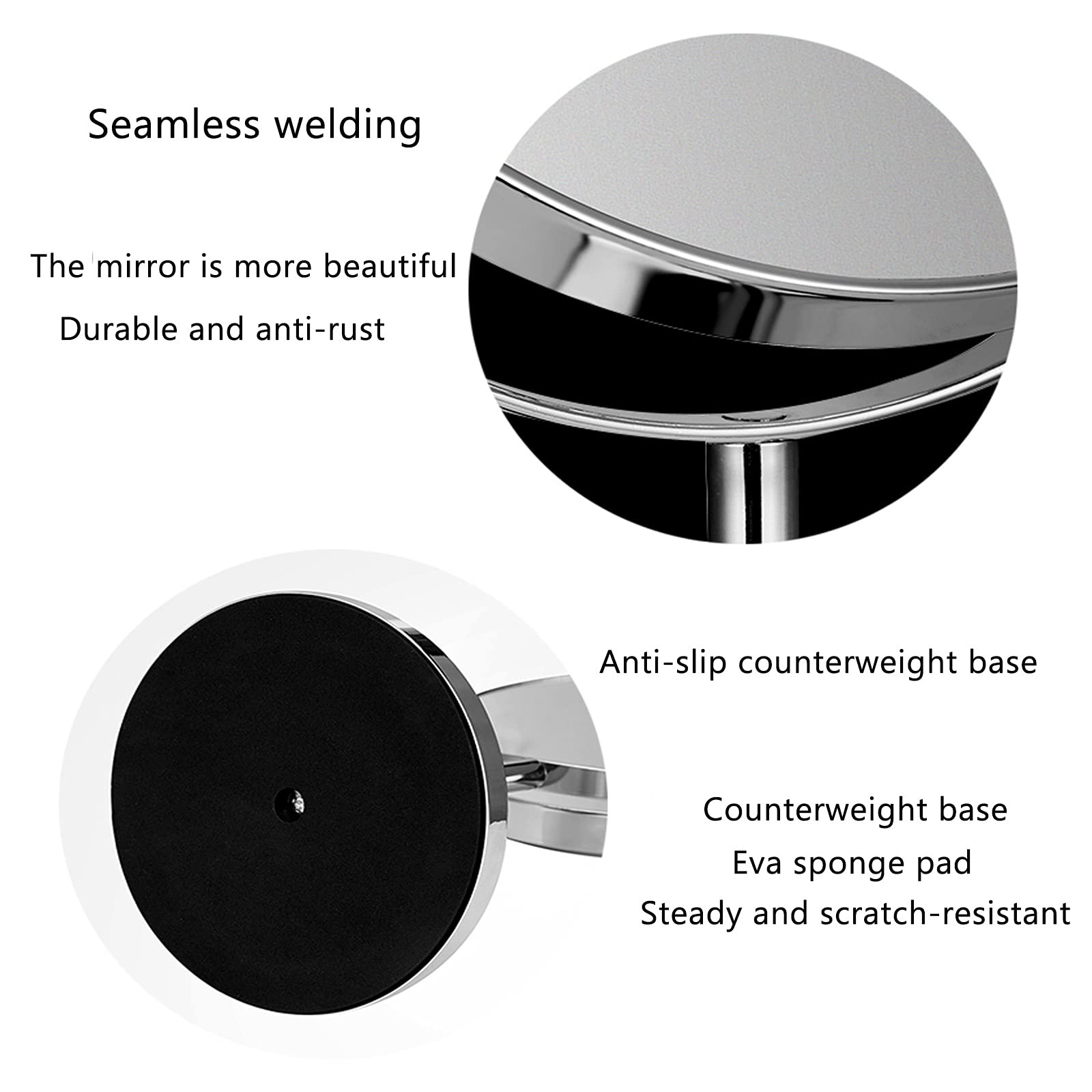 8-Inch Double-Sided 1X/3X Magnifying Vanity Mirror