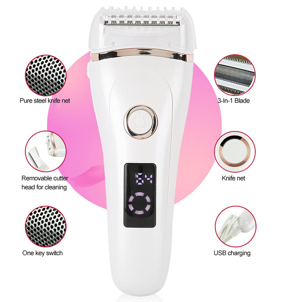 3-in-1 Women's Electric Shaver for Wet & Dry Use Rechargeable