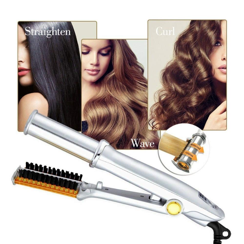 2-in-1 Hair Straightener & Curling Iron with Brush