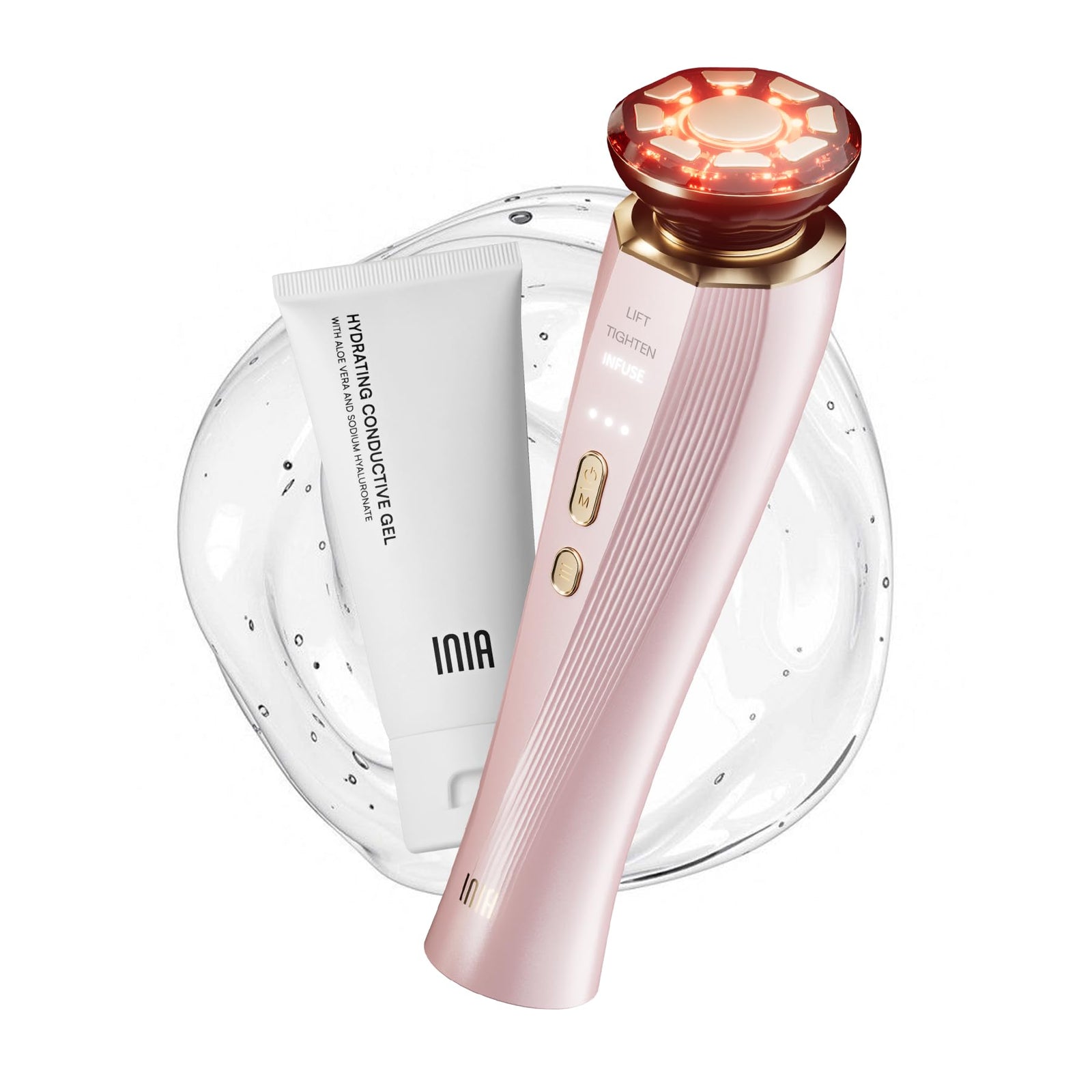 INIA 3-in-1 Red Light Therapy Beauty Device for Face & Neck Skincare