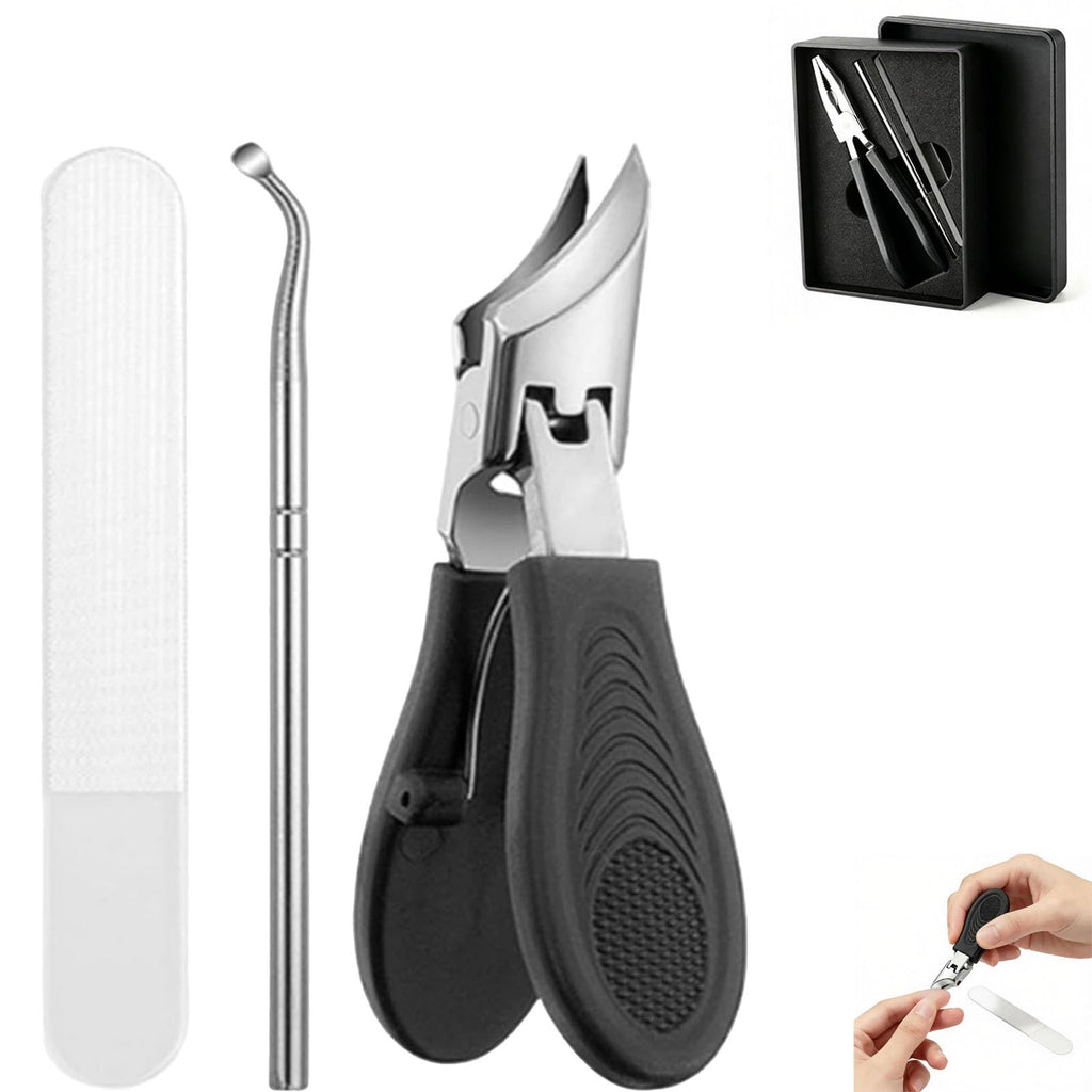 Heavy-Duty Angled Nail Clipper for Thick Nails with Catcher & Pouch