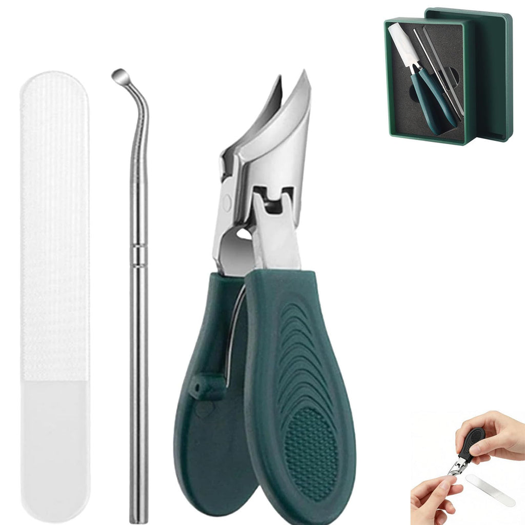 Heavy-Duty Angled Nail Clipper for Thick Nails with Catcher & Pouch