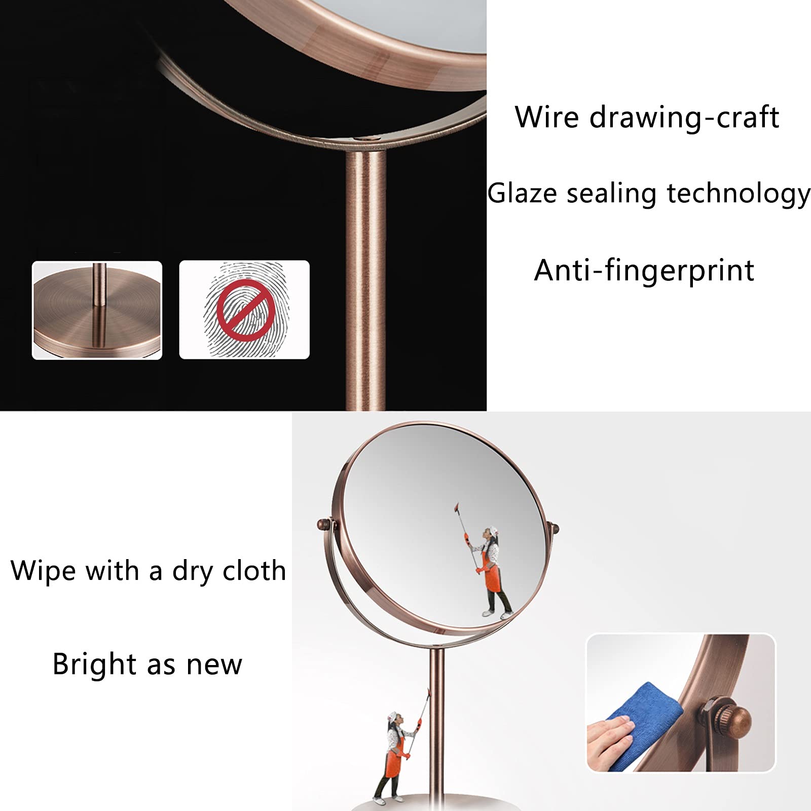 8-Inch Double-Sided 1X/3X Magnifying Vanity Mirror