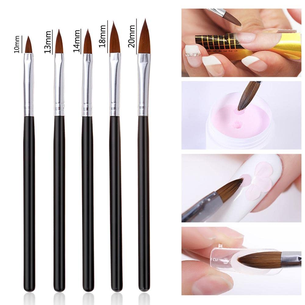 5-Piece Acrylic Nail Carving & Builder Brush Set