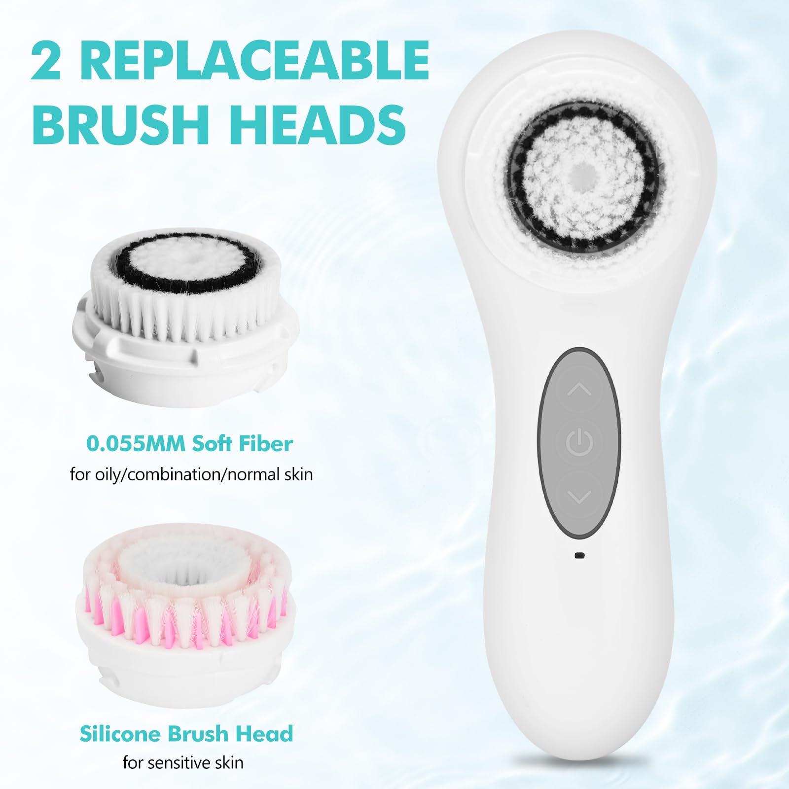 Waterproof Sonic Facial Cleansing Brush for All Skin Types