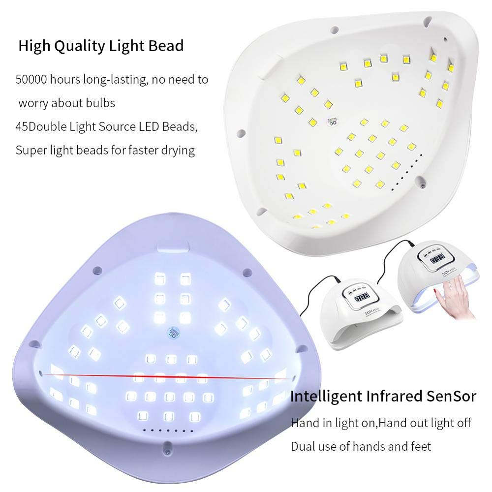 45-LED UV Nail Lamp with Auto Sensor & Timer