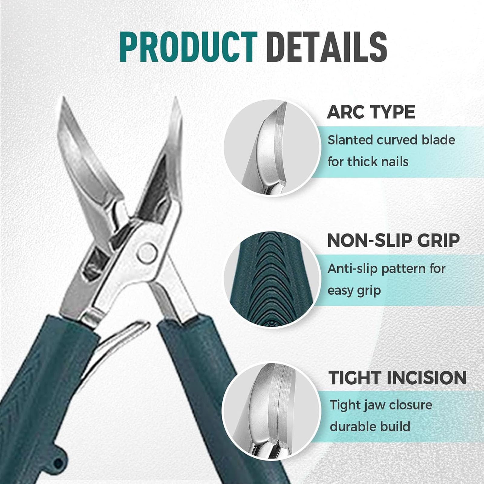 Heavy-Duty Angled Nail Clipper for Thick Nails with Catcher & Pouch