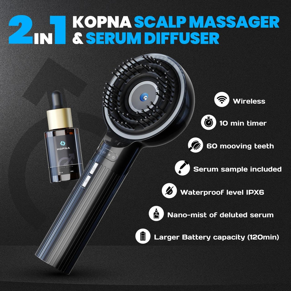 2-in-1 Electric Scalp Massager with Nano Mist Serum Applicator