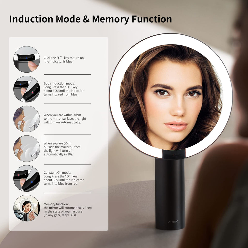 9-Inch Rechargeable LED Makeup Mirror with Smart Sensor & Touch Control