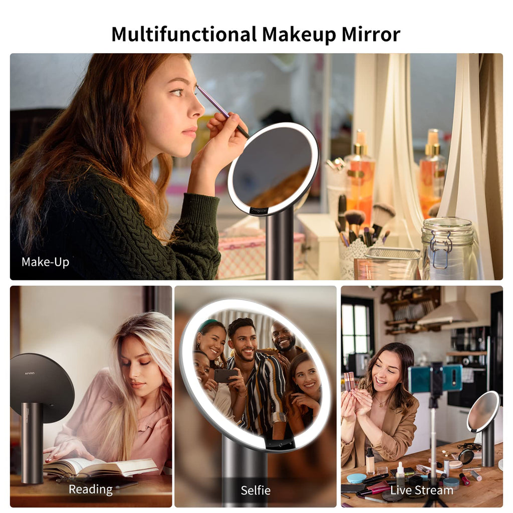 9-Inch Rechargeable LED Makeup Mirror with Smart Sensor & Touch Control