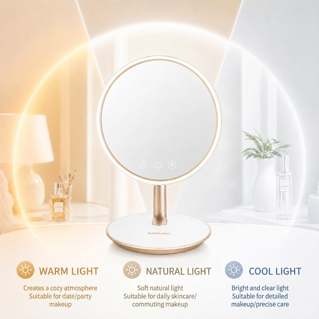 3-in-1 Heated & Cooled Makeup Mirror with LED Lighting