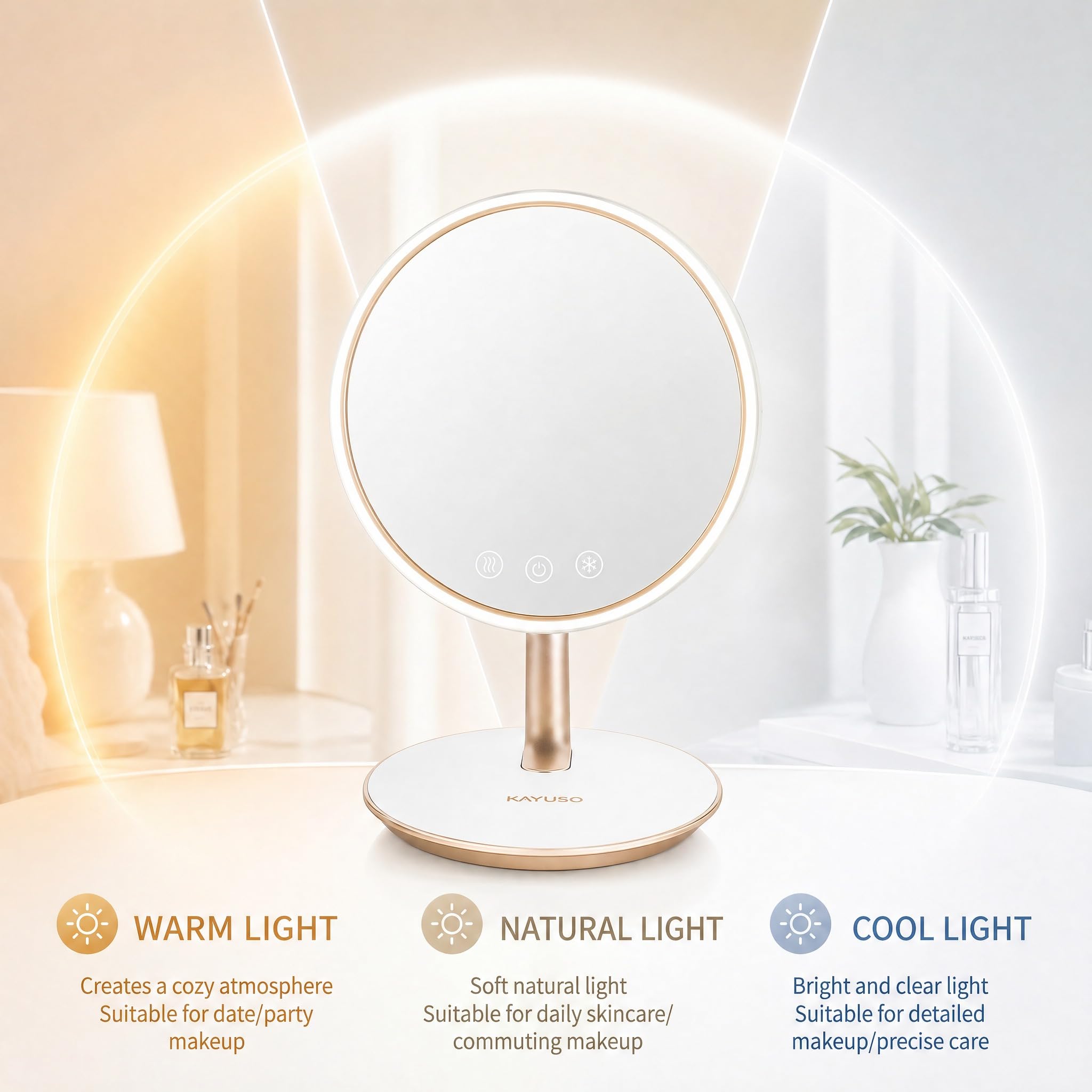 3-in-1 Heated & Cooled Makeup Mirror with LED Lighting