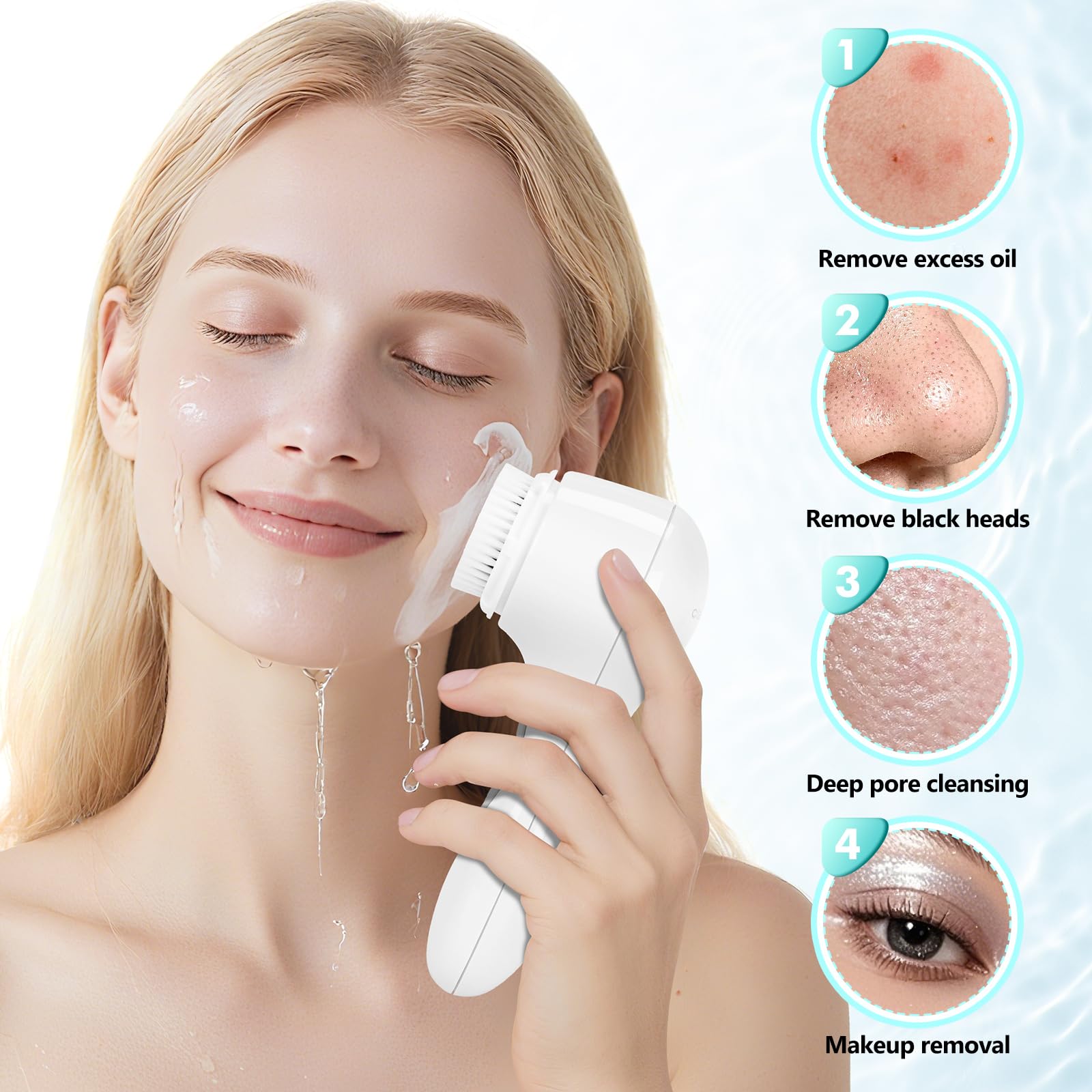 Waterproof Sonic Facial Cleansing Brush for All Skin Types