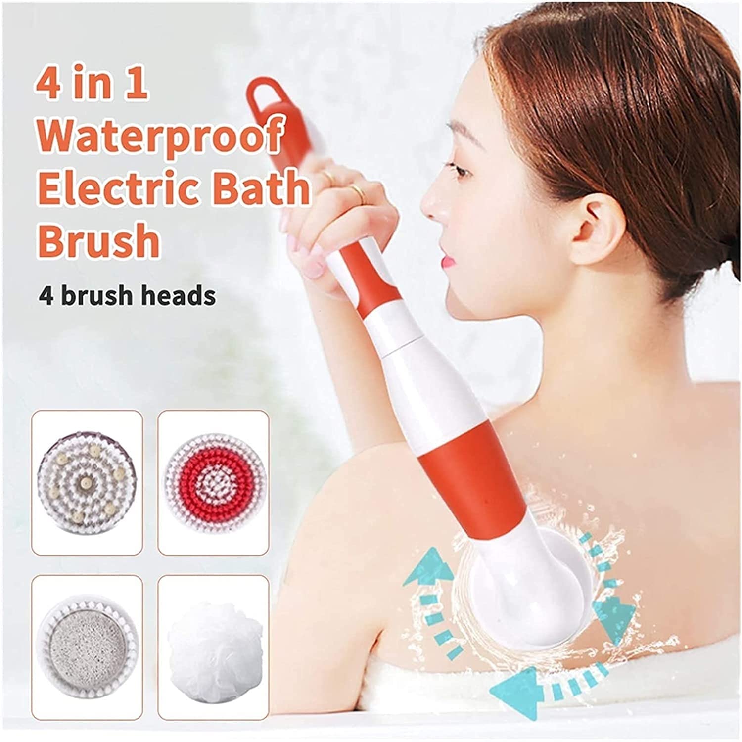 Electric Rotating Bath Brush Massager with Long Handle