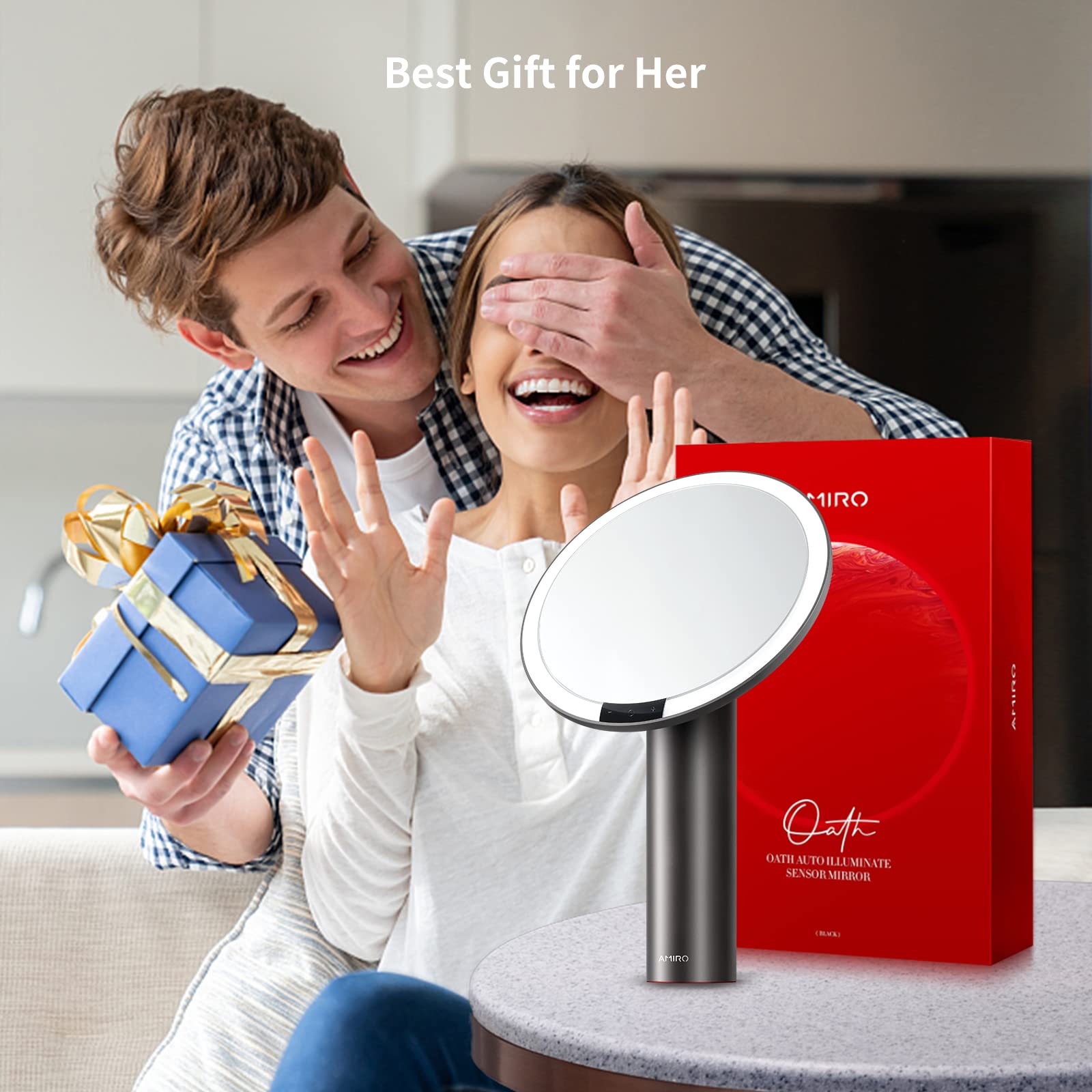 9-Inch Rechargeable LED Makeup Mirror with Smart Sensor & Touch Control
