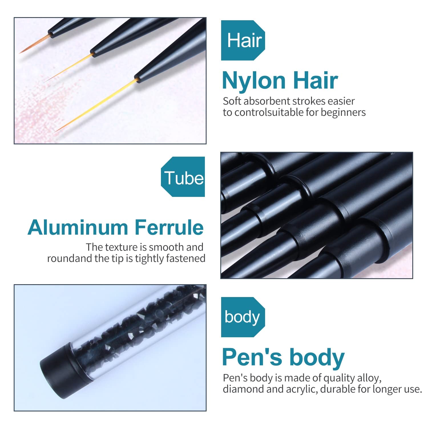 Matte Black Acrylic Nail Art Brush for Gel & Acrylic Nails