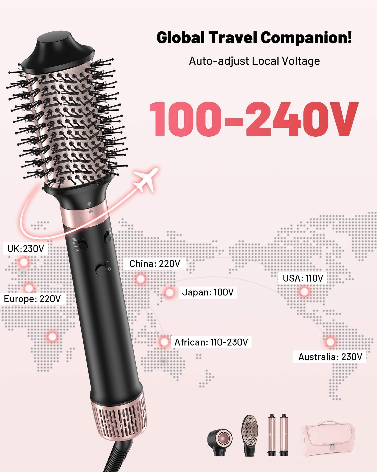 5-in-1 Ionic Hot Air Hair Styler Set with Travel Bag