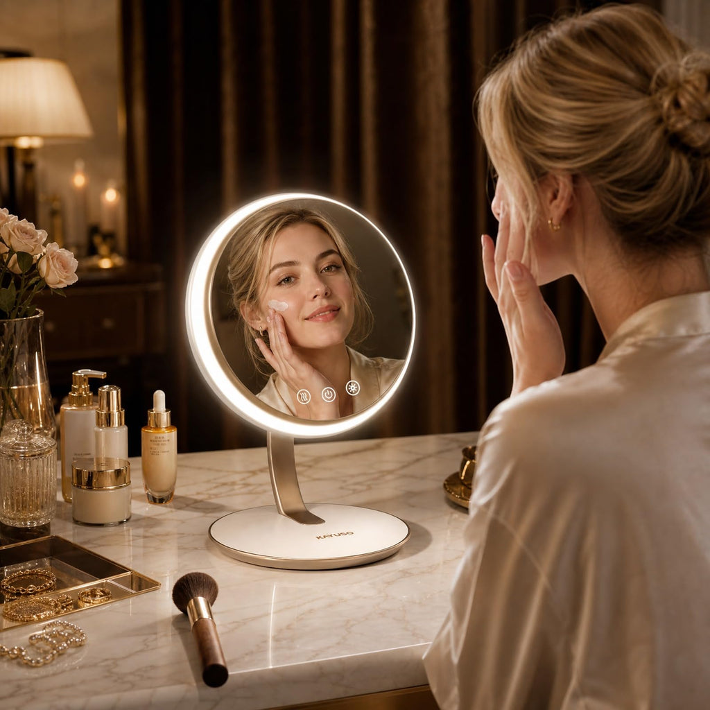 3-in-1 Heated & Cooled Makeup Mirror with LED Lighting