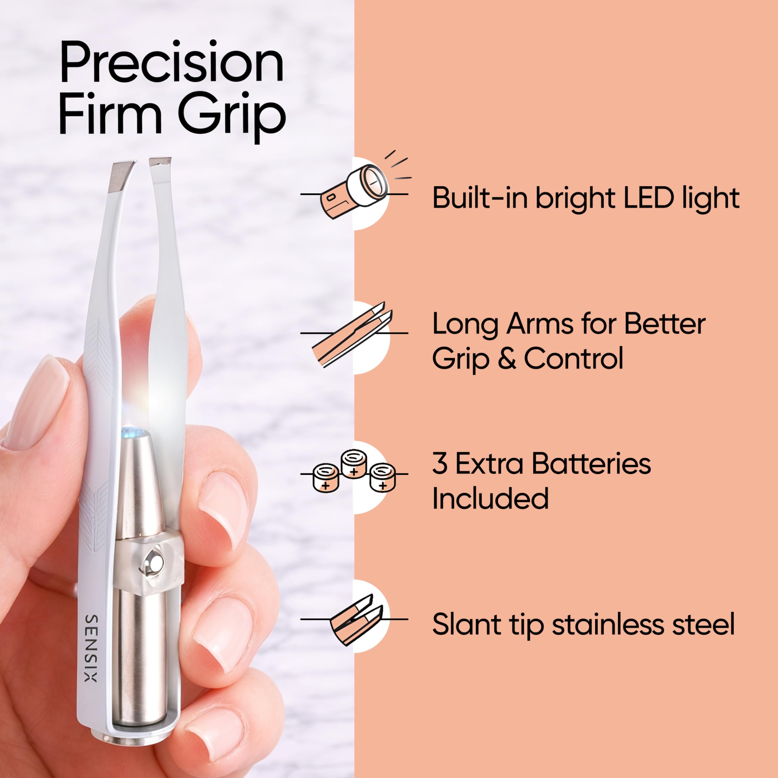 LED Lighted Precision Eyebrow Tweezers