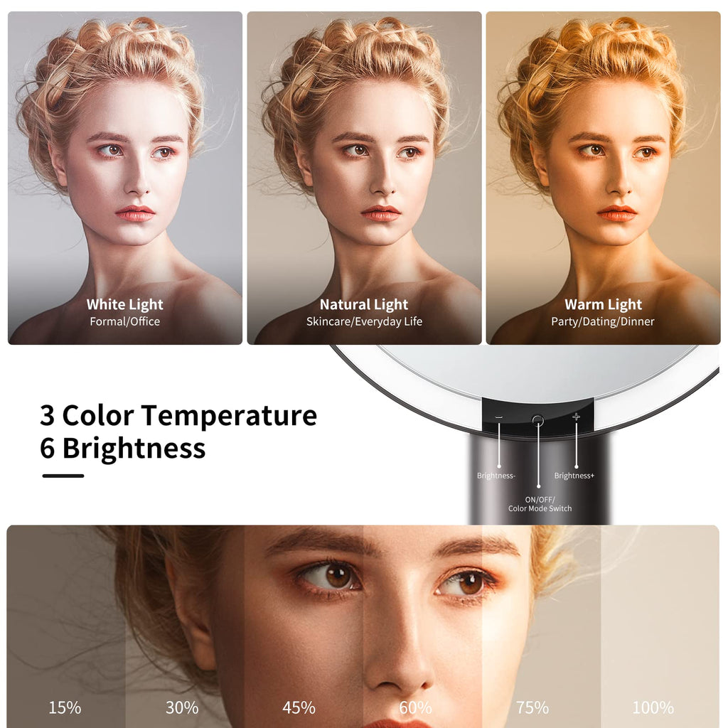 9-Inch Rechargeable LED Makeup Mirror with Smart Sensor & Touch Control