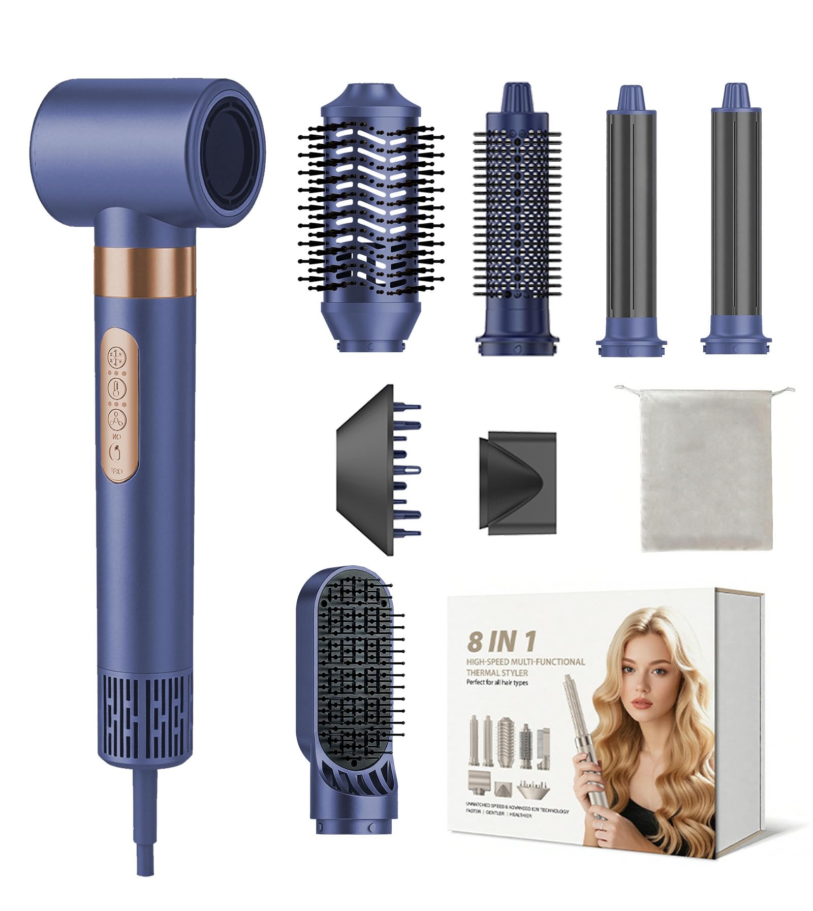 Professional 8-in-1 Hot Air Hair Styler & Dryer Set
