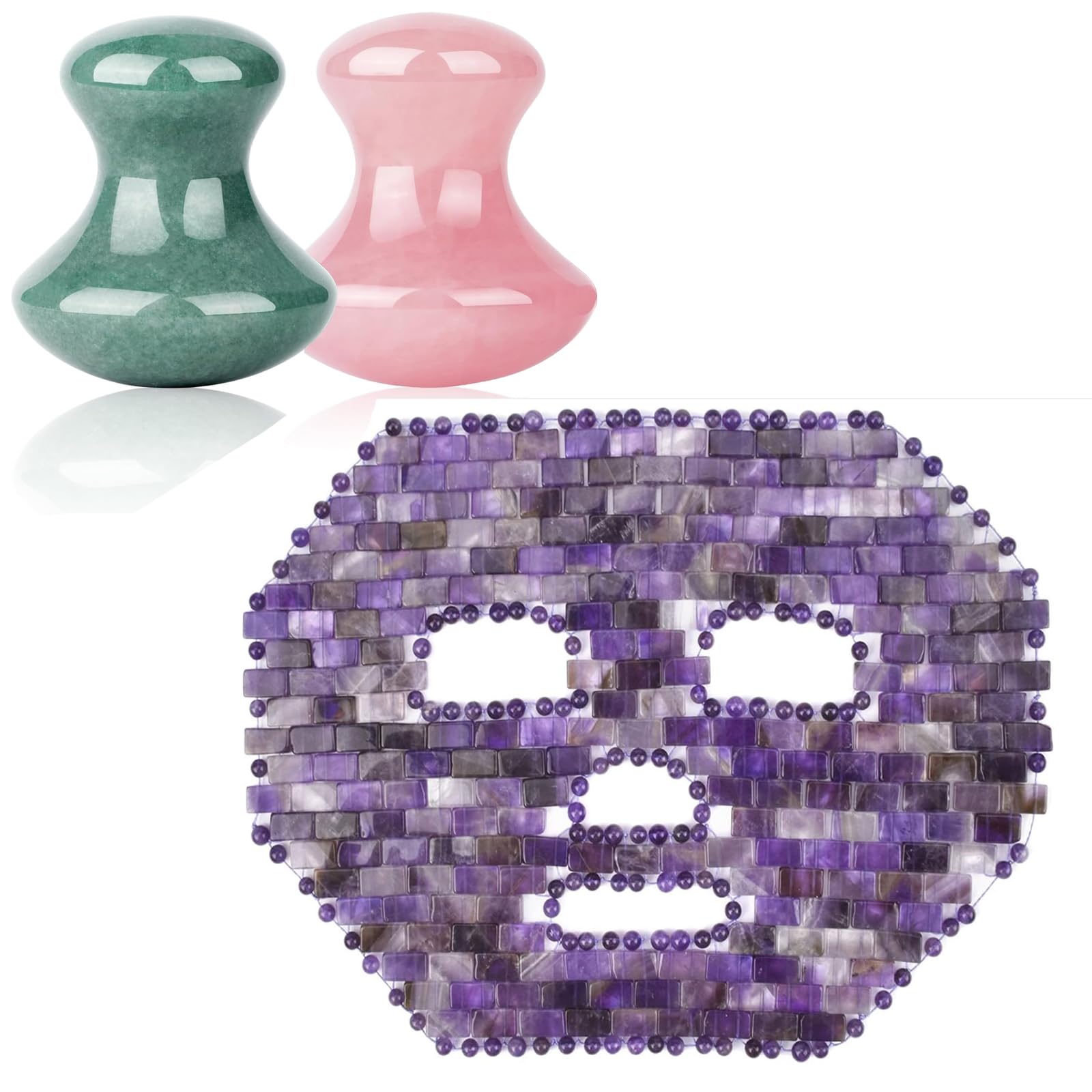 ideayard Mushroom Gua sha 2Pcs&Amethyst Mask for Women SPA Lift Remove Wrinkles