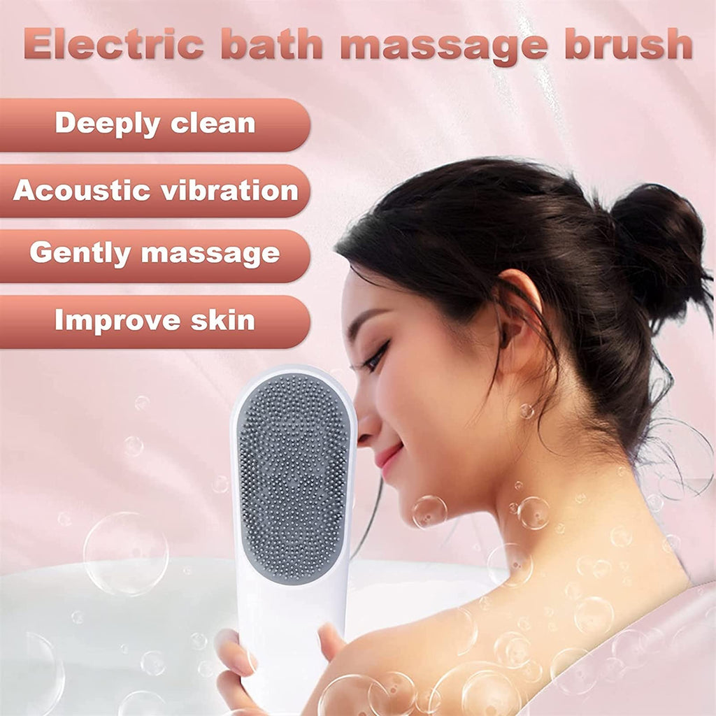 Waterproof Electric Silicone Bath Brush with Long Handle