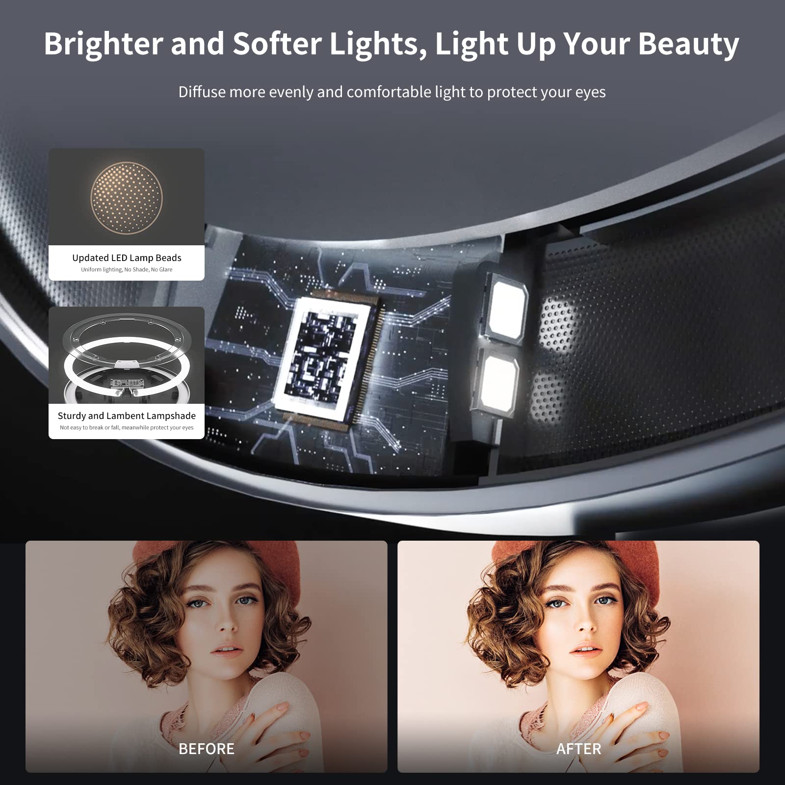 9-Inch Rechargeable LED Makeup Mirror with Smart Sensor & Touch Control