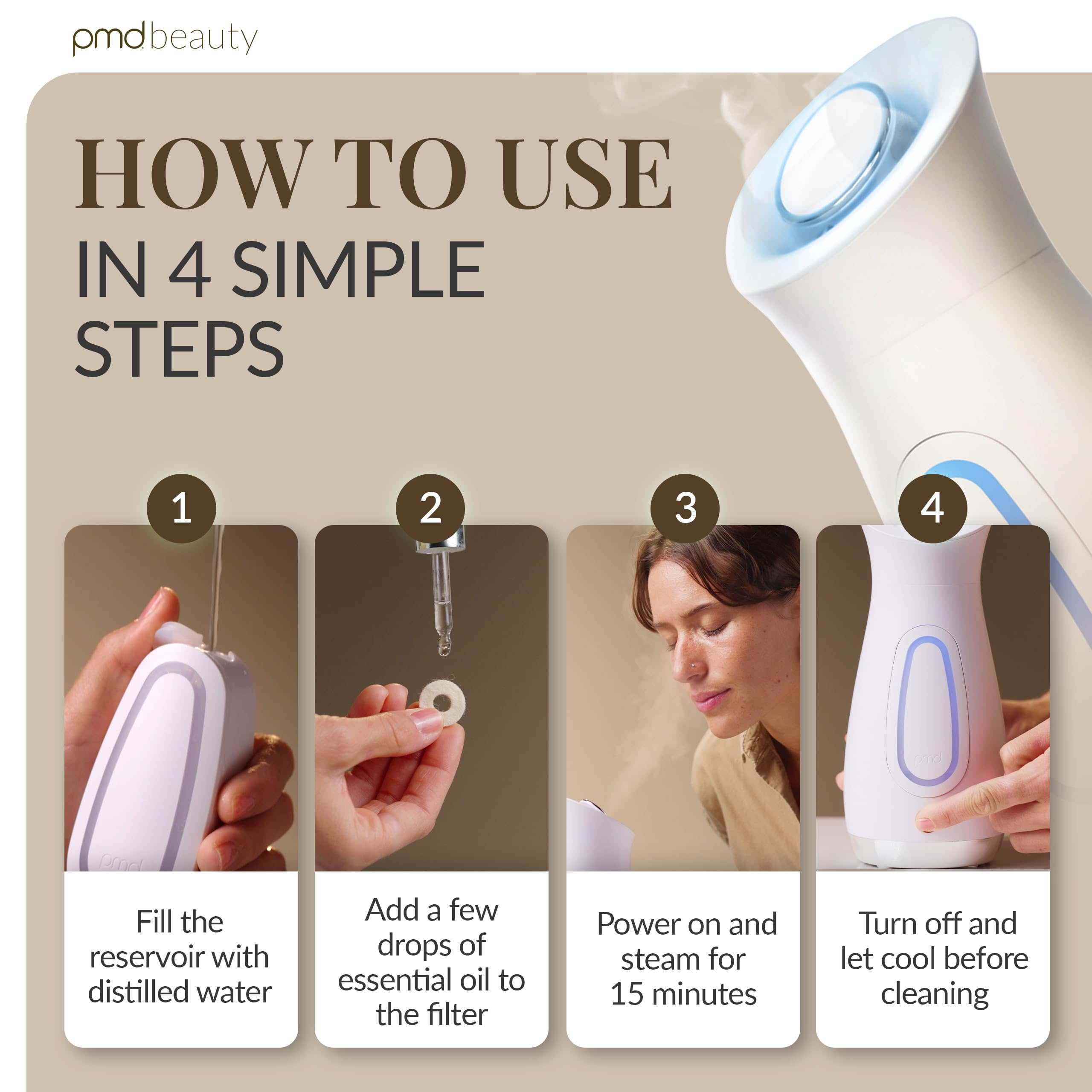 Professional Facial Steamer with Adjustable Nozzle & Essential Oil Filter