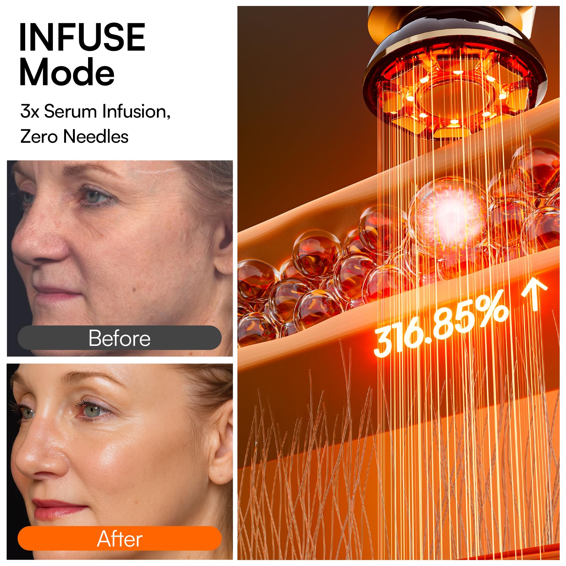 INIA 3-in-1 Red Light Therapy Beauty Device for Face & Neck Skincare