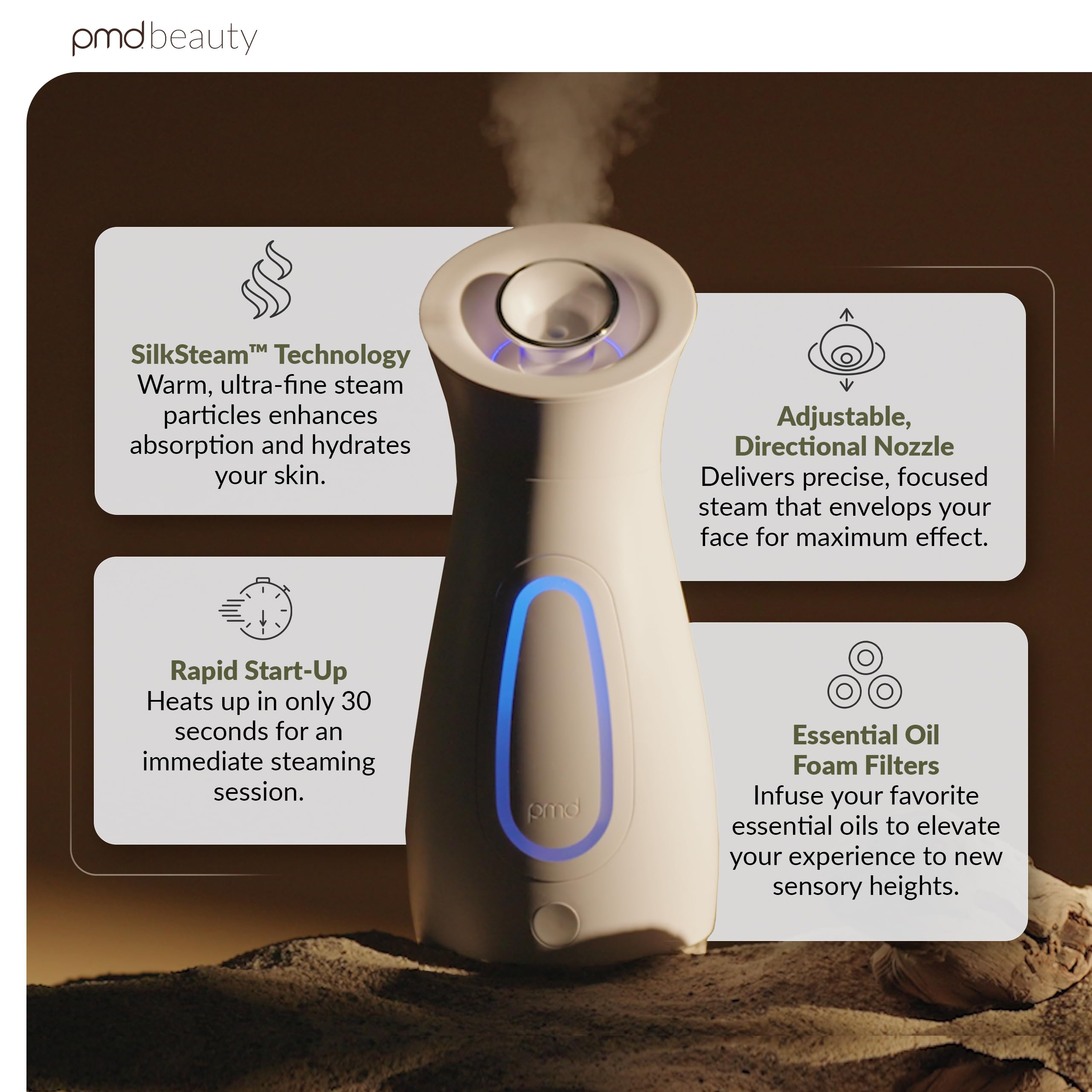 Professional Facial Steamer with Adjustable Nozzle & Essential Oil Filter